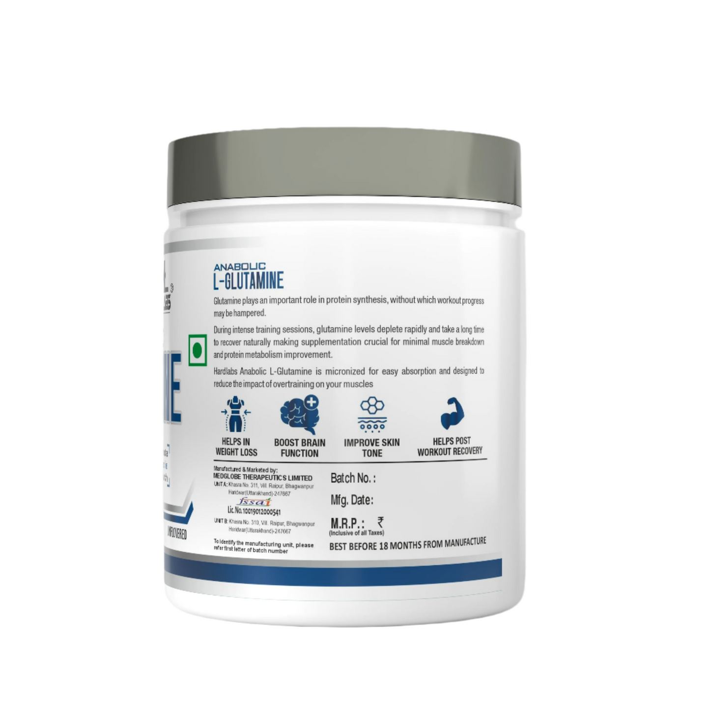 Hardlabs l glutamine left side image with more information