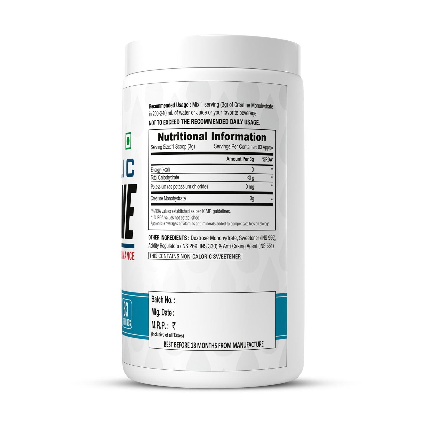 Anabolic Creatine Monohydrate – Cola Flavor Right side Image