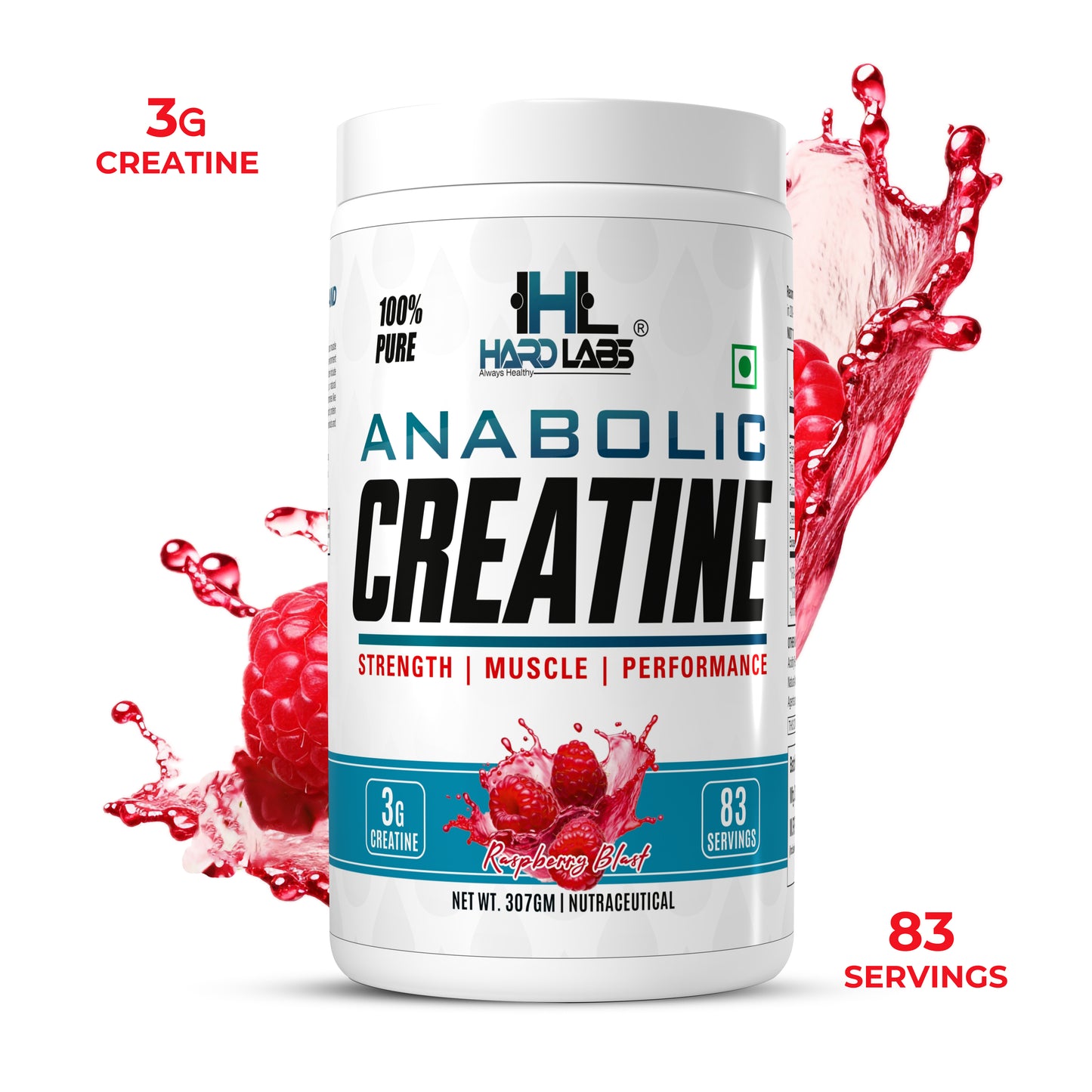 Anabolic Creatine Monohydrate – Raspberry Flavor