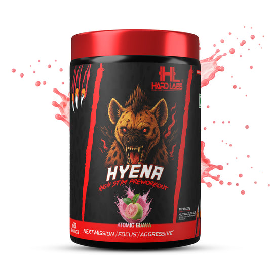 Hardlabs Hyena pre workout main image with atomic quava flavour