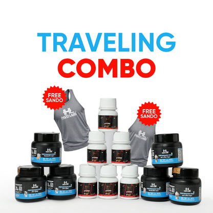 Hardlabs Traveling Combo Pack – 6 Hyena Pre-Workout Sachets + 6 Performance Whey Sample Packs with FREE 1 Gym Sando