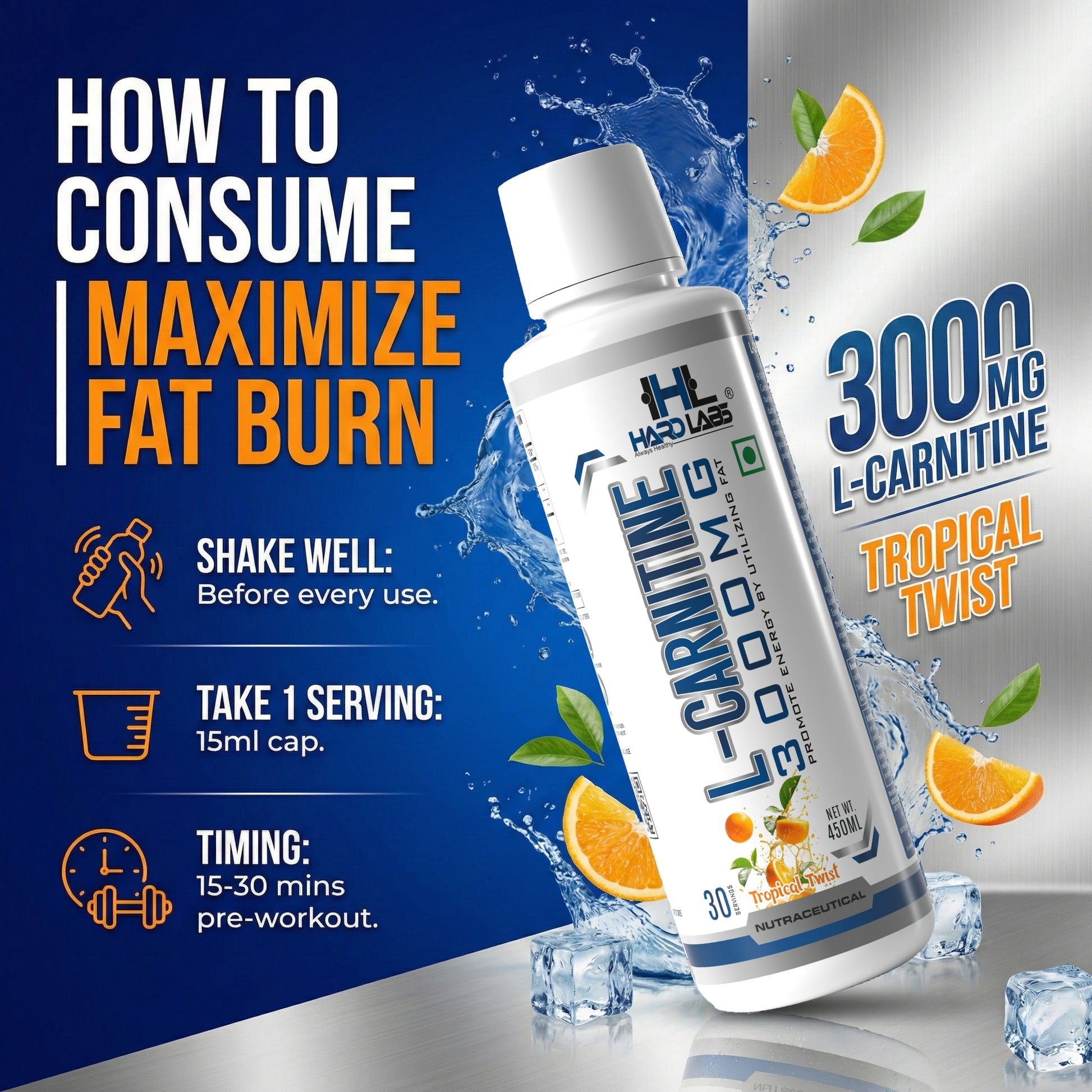 Hardlabs L-Carnitine 3000mg Liquid Fat Burner hardlabs Hardlabs L-Carnitine 3000mg Liquid Fat Burner hardlabs